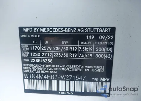 2023 Mercedes-Benz Glb 250 4Matic from USA, damaged, VIN W1N4M4HB2PW271547
